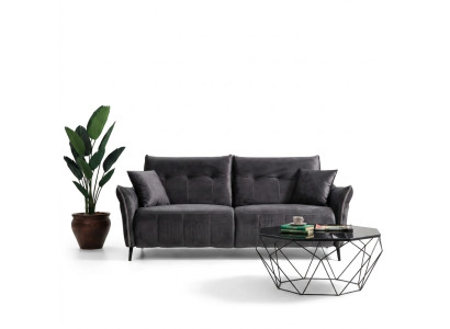Trīsvietīga restorāna sofa luksusa modernajā dzīvojamā istabā, apmetuma auduma mēbeles, jauna dīvāna sēdekļi.