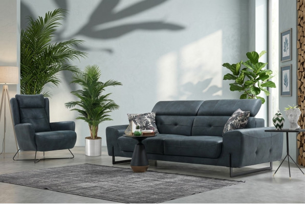 Sofas komplekts 2 gab. Trīsvietīgā dīvāna dīvāns Dzīvojamā istaba dizaina krēsls Tekstils mēbeles