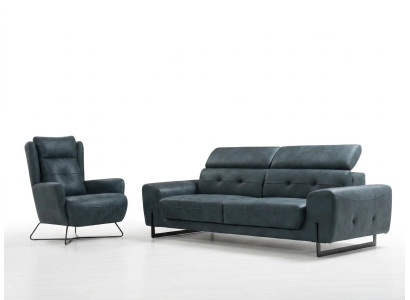 Sofas komplekts 2 gab. Trīsvietīgā dīvāna dīvāns Dzīvojamā istaba dizaina krēsls Tekstils mēbeles
