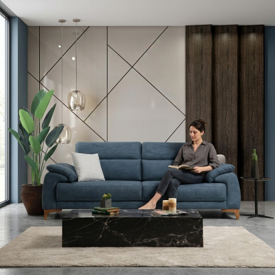 Dīvāns sofa Dzīvoklis Moderns Mēbeles Trīsvietīgs Zils Pārklāts dīvāns Dizains