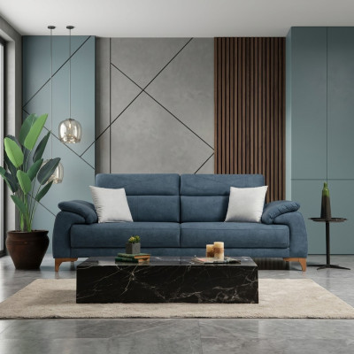Dīvāns sofa Dzīvoklis Moderns Mēbeles Trīsvietīgs Zils Pārklāts dīvāns Dizains