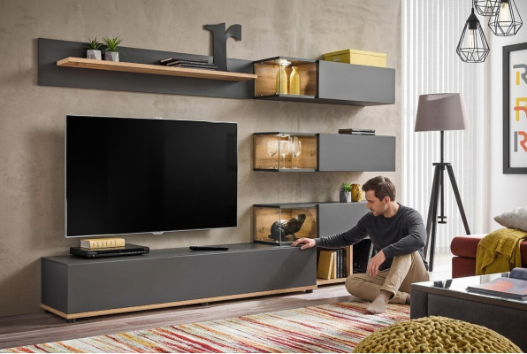 Luksusa dzīvojamā siena sienas plaukts plaukts dzīvojamā istaba TV statīvs Moderns koks dizainers