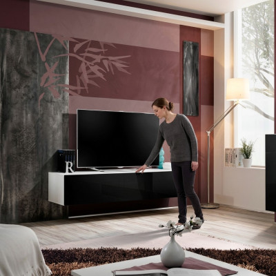 Luksusa dizaina sienas TV statīvs mūsdienu koka viesistabas mēbelēm