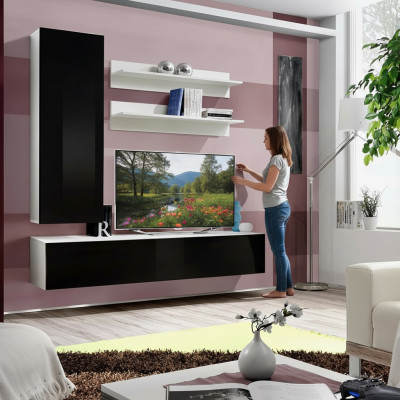 Mūsdienīga dzīvojamā siena luksusa iekārtojuma dzīvojamā istaba dizains TV statīvs sienas skapis.