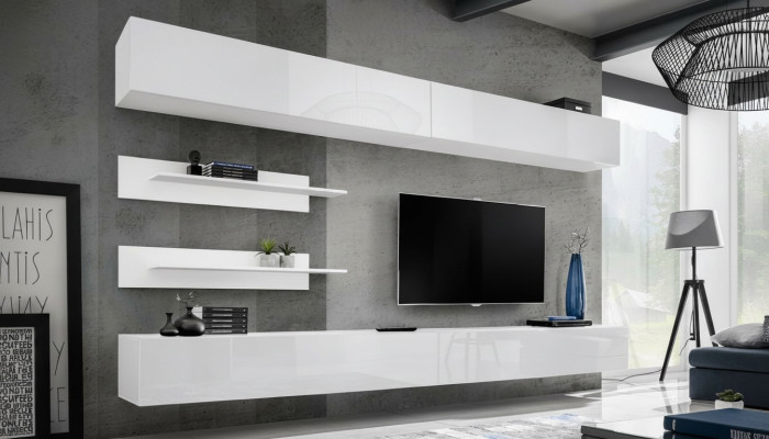 Baltā dzīvojamā siena dzīvojamā istabas komplekta 6 gab. luxe moderns koka mēbeles sienas skapis TV-standa