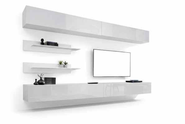 Baltā dzīvojamā siena dzīvojamā istabas komplekta 6 gab. luxe moderns koka mēbeles sienas skapis TV-standa