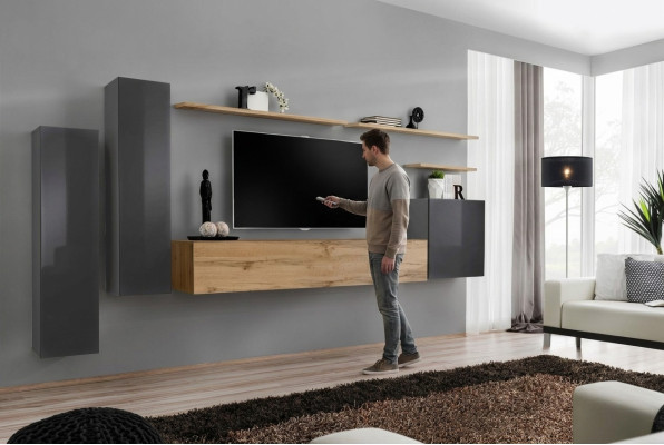Dizainera viesistaba mēbeles Luxus TV stends Kokgalds Sienas plaukts Pilnīgi jauns