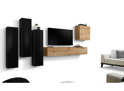 Melna viesistaba Komplektā esošās mēbeles Sideboard RTV skapis Sienas komplekts Luksusa mēbeles