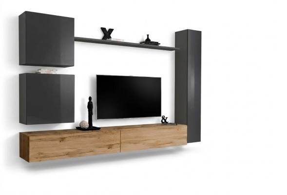 Sienas skapis Dzīvojamās istabas sienu komplekta komplekts 6 gab. Moderns mēbeles Sideboard TV stendējs