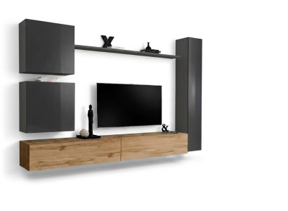 Sienas skapis Dzīvojamās istabas sienu komplekta komplekts 6 gab. Moderns mēbeles Sideboard TV stendējs