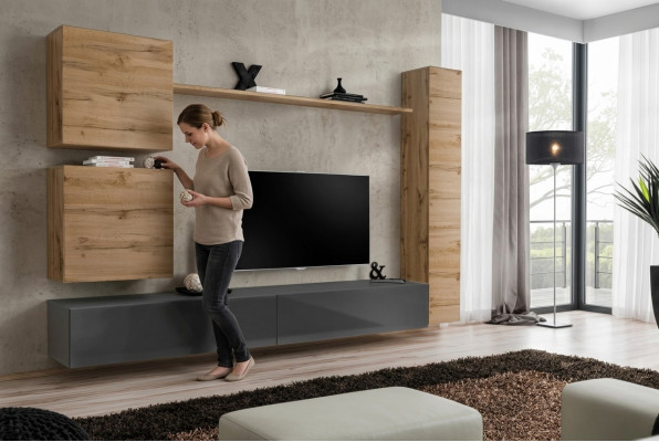 Iekārtas dizainera Braun 3x sienas skapis koka mēbeļu luksusa komplekts TV statīvs