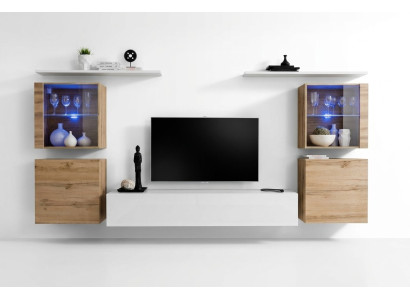 Luksusa baltā dzīvojamā istaba dizaineru grupas modernie mēbeļu TV statīvi.