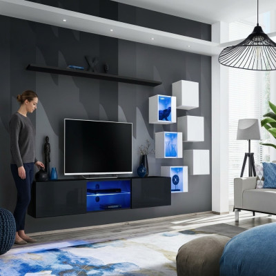 Moderns Komplett Wohnwand Wand Regale Luxus Designer Set Wohnzimmermöbel --> Moderns Kompleta mājas siena plaukti luksusa dizaina komplekts dzīvojamai istabai