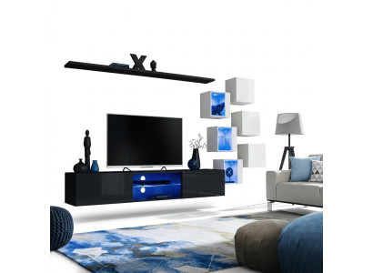 Moderns Komplett Wohnwand Wand Regale Luxus Designer Set Wohnzimmermöbel --> Moderns Kompleta mājas siena plaukti luksusa dizaina komplekts dzīvojamai istabai