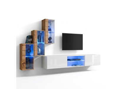 3x Sienas skapis Dzīvojamās istabas mēbeles Sienas vienība 210 cm Iekārtošana Lux TV stends
