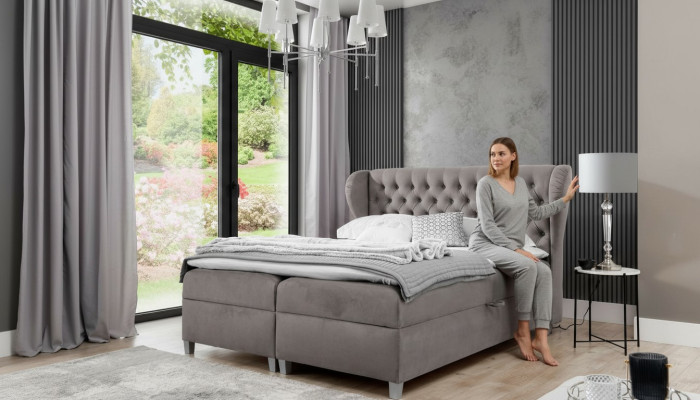 Chesterfield divvietīga gulta, luksusa guļamistabas mēbeles, moderns gulta ar polsteri.