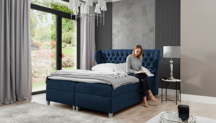Luksusa kārba pavasara gultas guļamistaba gulta gultas paterijs Moderns 160x200cm Koks