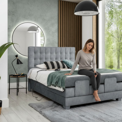 Mūsdienīga gulta pelēka divguļamā gulta 160x200cm guļamistabas dizains Mūsdienīgs iekārtojums