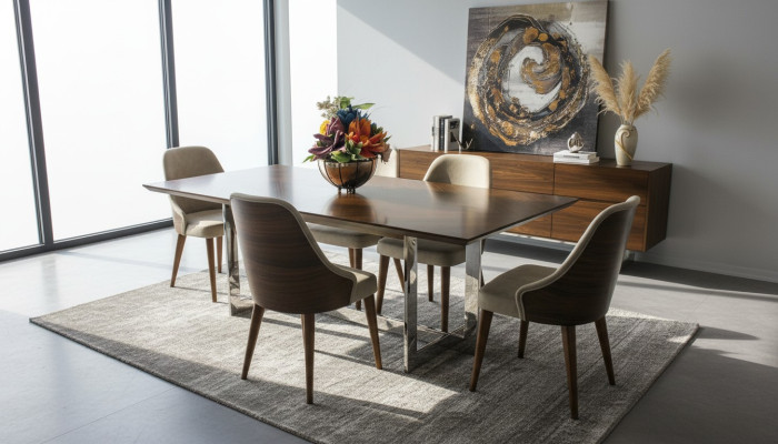 Pilna komplektē Esstisch Luxus Esszimmer Design Mebeles Sideboard 4x Stühle