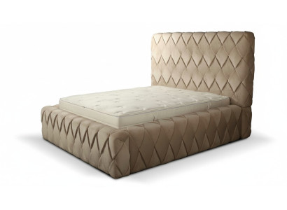 Luksusa gultas rāmis 180x200 cm krāsā beige, gultas galva, guļamistabas mēbeles