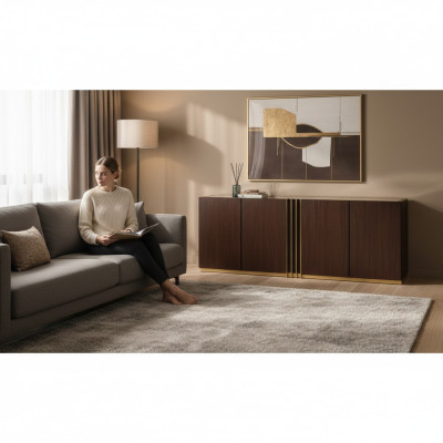 Dzīvojamā istaba Komoda Lowboard brūna Sideboard Koks Moderns Mēbeles 208x49x80cm