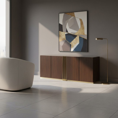 Dzīvojamā istaba Komoda Lowboard brūna Sideboard Koks Moderns Mēbeles 208x49x80cm