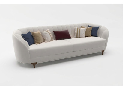 Moderne baltā sofa dzīvojamā istabā. Ekstravaganti 3 vietu mīkstie dīvāni 250cm garumā. Luksuss.