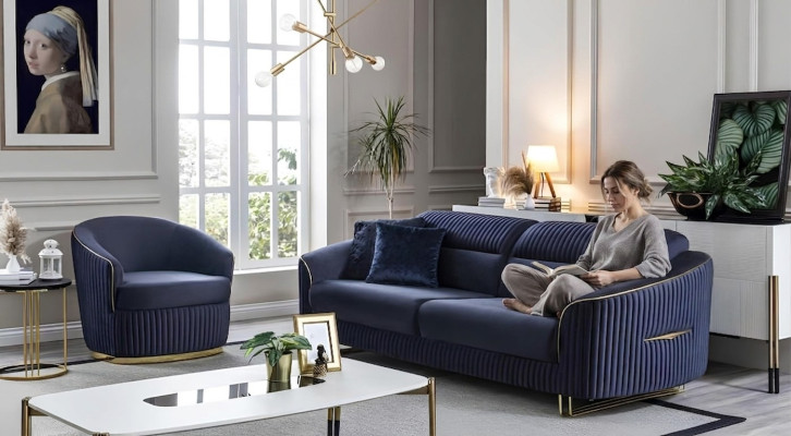 Sofas komplekts 3+1 vietu mēbeles Moderns dizains Jauns 2 gabalu auduma dīvāns