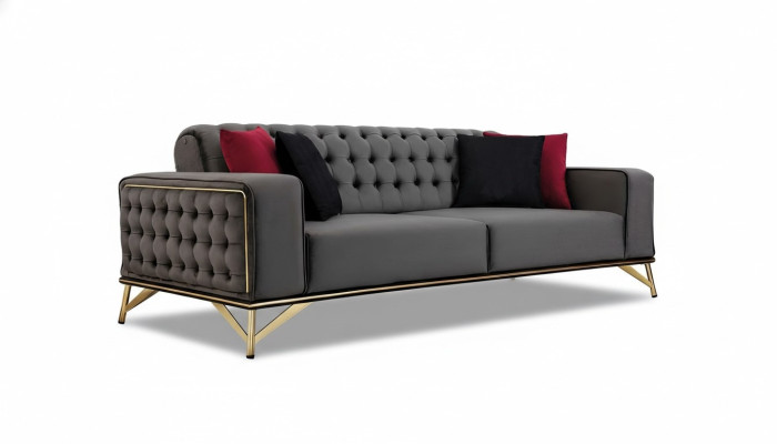 Dizainera dīvāns 3 vietām Chesterfield dīvāns Pārklājuma dīvāni Dizaina brūns