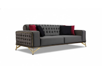 Dizainera dīvāns 3 vietām Chesterfield dīvāns Pārklājuma dīvāni Dizaina brūns