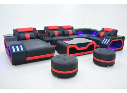 Daudzfunkcionāla dīvāna gultas Couch Wohnlandschaft Couchen svārki Sofas LED apgaismojums.