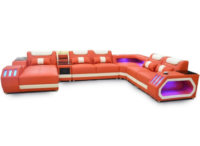 Stūra dīvāns U formā Oranža dzīvojamā platība Dīvāns Polster Sienas stūra dīvāns Sofa Moderns