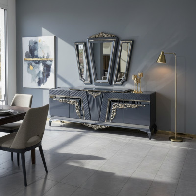 Sideboard Moderne Kommode Anrichte Schrank mit 3 Spiegel Stauraum Barock Skaļžaina Moderna Komoda Galdiņš ar 3 spoguļiem Glabāšanas vietas Baroka stilā