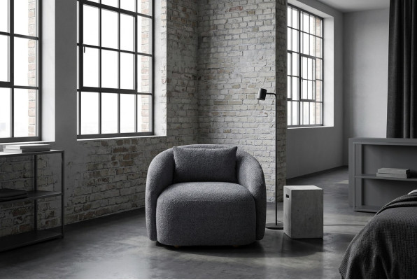 Pelēks krēsls atpūtas krēsls Lounge krēsls auduma apdares vienvietīgs mēbeles