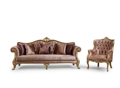 Klasiskā rozā Chesterfield dīvāngarnitūra 3-vietīgs galds krēsls