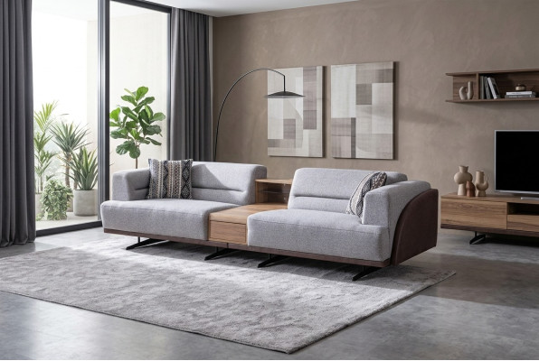 Pelēka dzīvojamā istaba 3-vietīgā Luxurious trīsvietīgā dīvāna pārklāta sofa