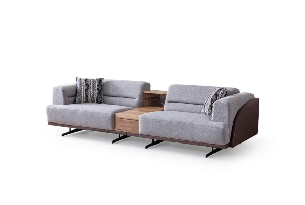 Pelēka dzīvojamā istaba 3-vietīgā Luxurious trīsvietīgā dīvāna pārklāta sofa