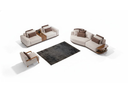 Beisā Sofas komplekts Modernu luksusa 3+2 sēdvietu dīvāns ar 3 gab. gultasfonu un krēslu.