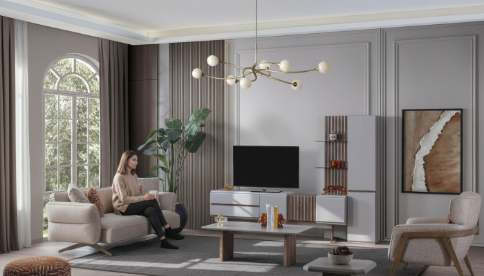 Dzīvojamā istaba komplekts Mēbeles Sofa Dīvāns Komplekts 5 gab.