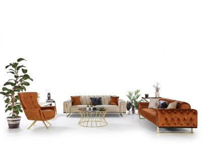 Dizainera Chesterfield 3 daļu komplekts 2x 3-vietīgas dīvānkresles Moderns trīsvietīgs dīvāns