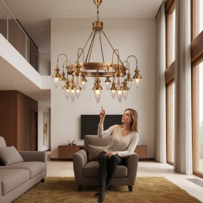 Antīkais stils lukturis lampa kroņlukturis bruņinieks apaļa lampa griestu lampa