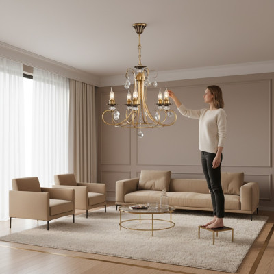 Kristāla kronšteins - Moderns kronšteins elegants interjers lampa apgaismojums.
