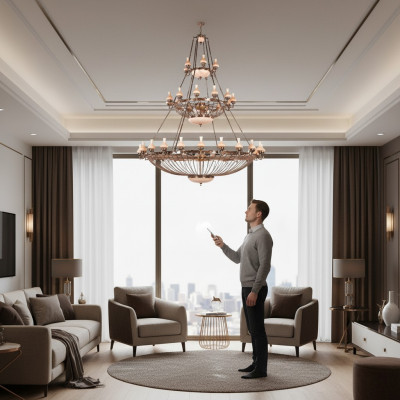 Lielas gaismas lampa kārtainu gaismu luksusa lampas xxl griestu lampa 250x300