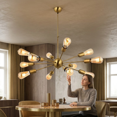 Gaisma lampas augstklasīgā dzīvojamā istabā no spīdīgiem materiāliem lampa lampas.