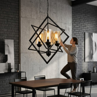 Gultņa lampa Pakaramā lampa Dzīvojamā istaba Luksusa iekštelpu melna gaisma Lampu
