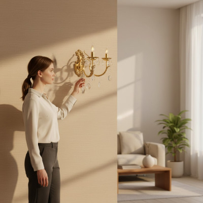 Sienas lampa Interjers Gaismas mājā jauna guļamistaba Kristāls Koridors