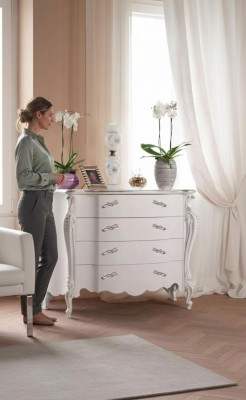 Komodas balts guļamistabas dizains klasika luksusa koka komoda Sideboard