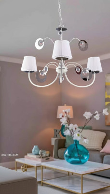 Luksusains 3x lampu kārtainais griestu lustris Art déco baltā krāsā Jauns