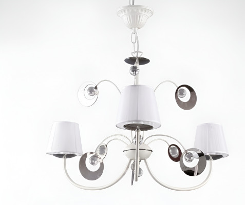 Luksusains 3x lampu kārtainais griestu lustris Art déco baltā krāsā Jauns