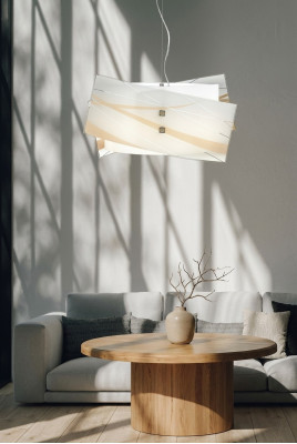 Stilīga griestu lampa. Moderns baltās krāsas „Pendelkronleuchter“ ar 2 lampām.